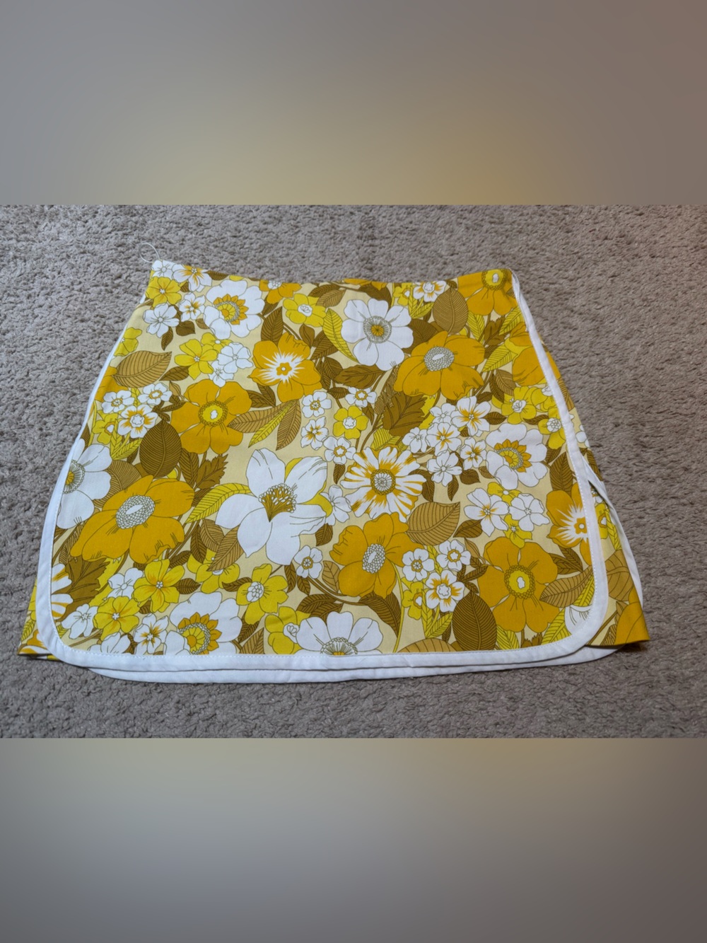 Floral Mini Skirt in Yellow and White